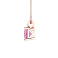 thumbnail image 2 of 0.5 cctw Simulated Pink Diamond Rose Gold Plated Pendant with 16" Box Chain (4.5mm, Princess Cut), 2 of 6