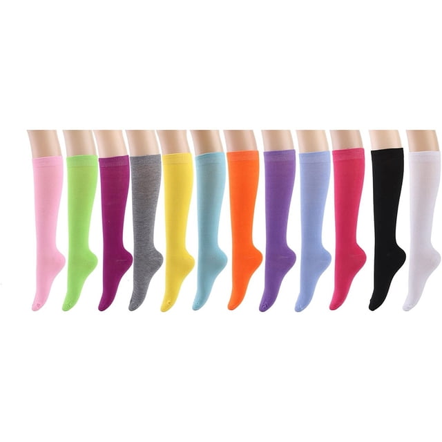 12 Paires Chaussettes Hautes Jusqu'aux Genoux pour Femmes