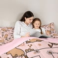 thumbnail image 4 of Manfei Lovely Capybara Queen Comforter Set,Cartoon Initial T Comforter Sets Queen,Pink,Pink Reversible,3 Pieces,1 Comforter and 2 Pillowcases, 4 of 7