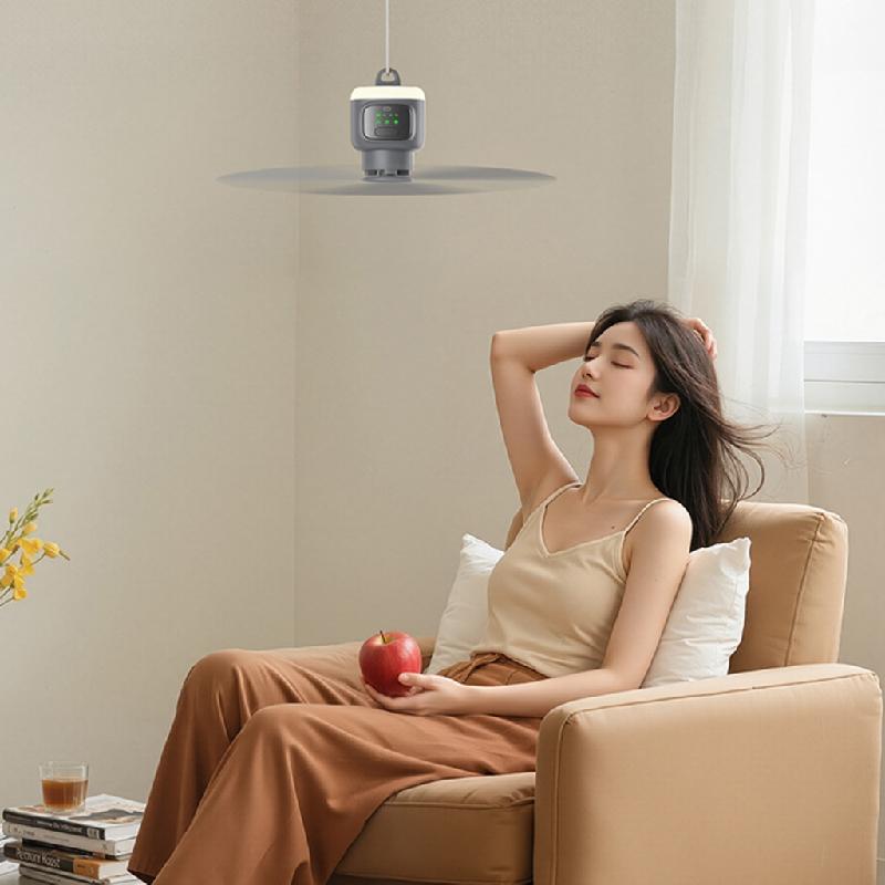 Rechargeable Ceiling Fan With Remote Control 3 Speed and Adjustable Light