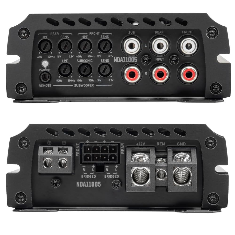 NVX NDA11005 5-Channel Car Amplifier 2200W Peak N-Series Class-D with Remote Bass Knob