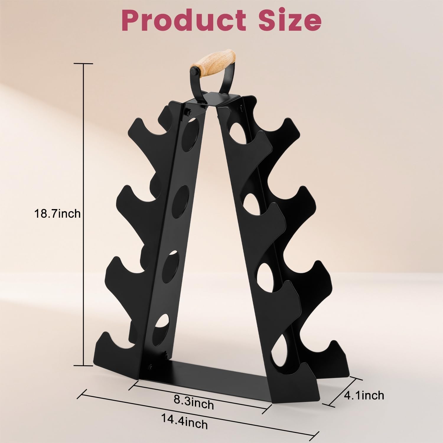 Wetheny Dumbbell Rack Stand Only (Dumbbells not Included), Compact A-Frame Weight Rack with Wooden Handle, for Home Gym Workout