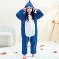 thumbnail image 5 of Kids Animal Onesies Pajamas Girls Boys Fuzzy Fleece Hooded Jumpsuits Sleepwear Cute Family Pajama Rompers Blue, 10 Y, 5 of 6