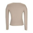 thumbnail image 6 of WHEANG Long Sleeve Shirts For Women U Neck Slim Fit Long Sleeve Solid Color T Shirt Polyester Spandex Fashionable Casual Daily Wear 1Pc Yellow S-Xxl, 6 of 6