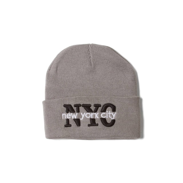 City Caps New York Bonnet d'Hiver Gris avec Revers