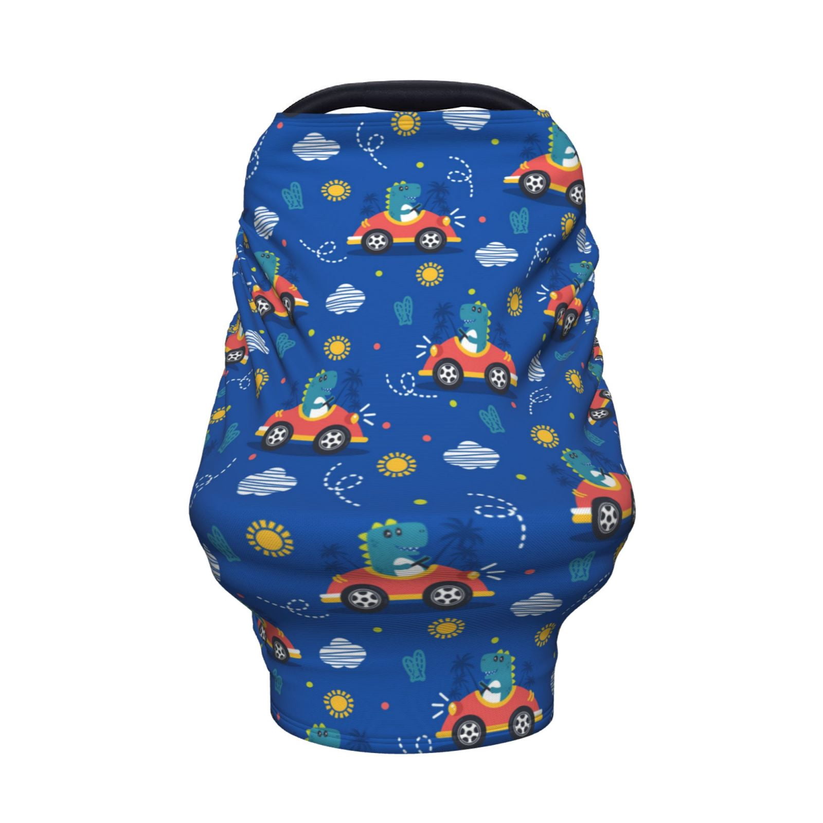 Fotbe Dinosaur Driving Pattern Car Seat Covers for Babies, Nursing Breastfeeding Cover Infant Carseat Canopy, Soft Stretchy Carrier Cover