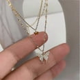thumbnail image 3 of Shiny Butterfly Necklace Ladies Exquisite Double Layer Clavicle Chain Necklace Jewelry For Ladies Gift--silver-Product code 52763 silver, 3 of 5