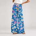 thumbnail image 6 of Dress Pants Women Petite High Waisted Wide Leg Summer Beach Vacation Pants Boho Lounge Casual Palazzo Trousers, 6 of 7