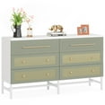 thumbnail image 4 of Resenkos 6 Drawer Dresser, Modern Rattan Dresser for Bedroom, 55 inch Long Double Dresser Wood Storage Organizer Chest of Drawers for Closet Living Room Hallway, White and Green, 4 of 14
