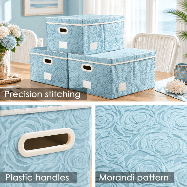 Collapsible Storcubes With Lids Fabric Decorative Bboxes Organizer ...