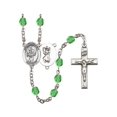 thumbnail image 1 of St. Christopher/Baseball Silver-Plated Rosary 6mm August Green Fire Polished Beads Crucifix Size 1 3/8 x 3/4 medal charm, 1 of 1