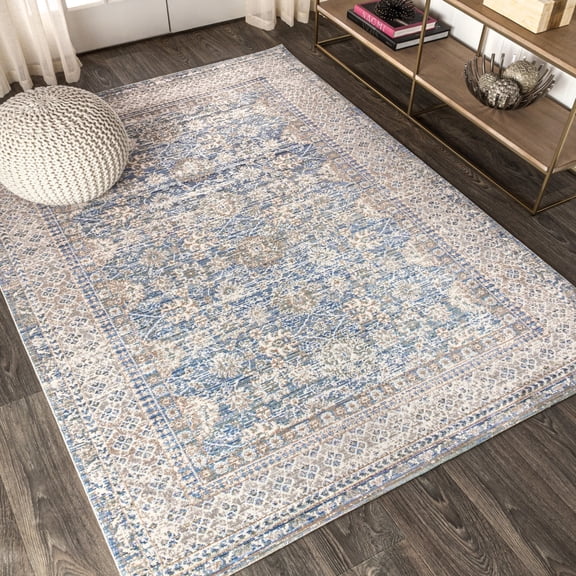 JONATHAN Y SHABBY CHIC 8 x 10 Area Rug, Stirling English Country Argyle - Indigo Blue, SBC301B-8