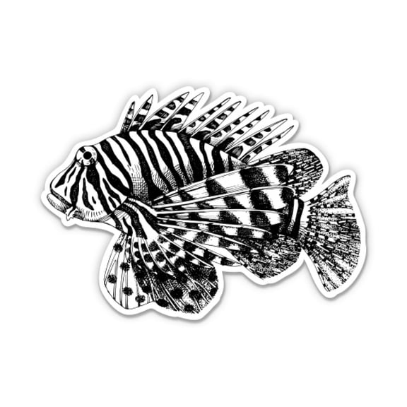 Lionfish - 3" Vinyl Sticker - For Car Laptop I-Pad Phone Helmet Hard Hat - Waterproof Decal