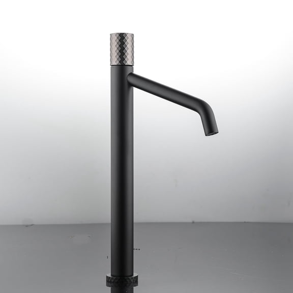 DAX Brass Single Handle Vessel Bathroom Basin Faucet, Black Matte