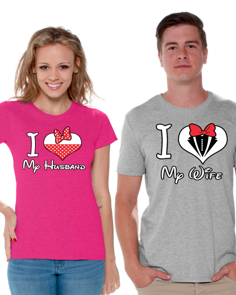 I Heart My Crazy Wife And Husband Super Cute Love Couple Tee Couple T Shirt T Shirts Unisex Adult 