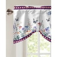 thumbnail image 3 of Tie Up Valance Curtain for Kitchen, Wildflower Love Butterfly Red Blue Plaid Rod Pocket Short Curtains Adjustable Tie-Up Shade Valances, Independence Day Window Treatment for Bathroom Living Room Bedroom, 3 of 7