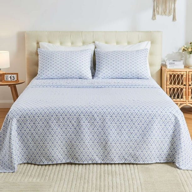 Gogreen Juego de Sábanas de 4 Pzas con Bolsillo Profundo de 16 Pulgadas, Juego de Sábanas de Microfibra Transpirable Súper Suave Tamaño Queen, Juego de Sábanas de Lujo para Decoración Del Hogar