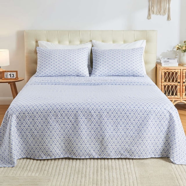 Gogreen Juego de Sábanas de 4 Pzas con Bolsillo Profundo de 16 Pulgadas, Juego de Sábanas de Microfibra Transpirable Súper Suave Tamaño Queen, Juego de Sábanas de Lujo para Decoración Del Hogar
