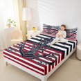 thumbnail image 4 of Homewish Cartoon Anchor Print Queen Sheet Sets, Black Red Stripe Line Flat Sheet, Teens Kids Boys Girls Queen Fitted Sheet, Lightweight Room Decor, 4-Piece, 4 of 7