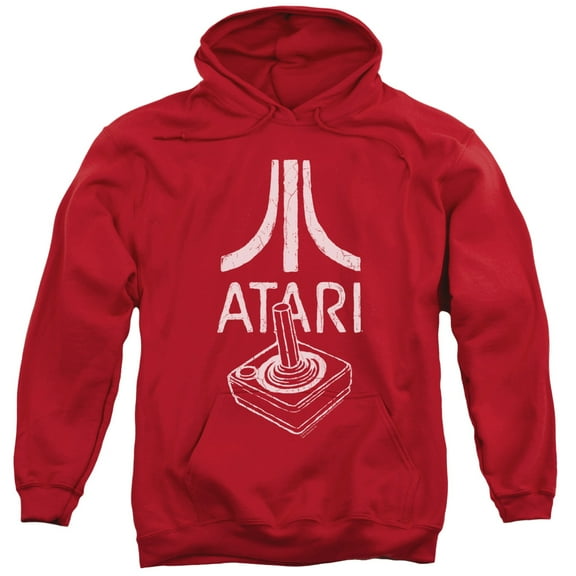 Atari Joystick Logo Adult Pullover Hoodie Sweatshirt Red