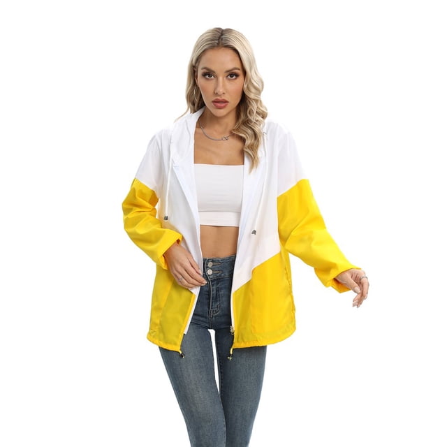 Liquidation! Veste Mince de Printemps pour Femmes Mode Veste Imperméable Manteau Isolé Coupe-Vent Extérieur Noir 2TG