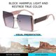 thumbnail image 4 of Gafas de sol sin marco cuadradas con recorte, gafas de sol de tiro callejero de moda con montura grande, hechas de PC, 4 of 5