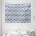 thumbnail image 1 of Ikat Tapestry, Indonesian Traditional Pattern Ornamental Geometric Motifs with Circles and Dots, Wall Hanging for Bedroom Living Room Dorm Decor, 80W X 60L Inches, Night Blue White, by Ambesonne, 1 of 2