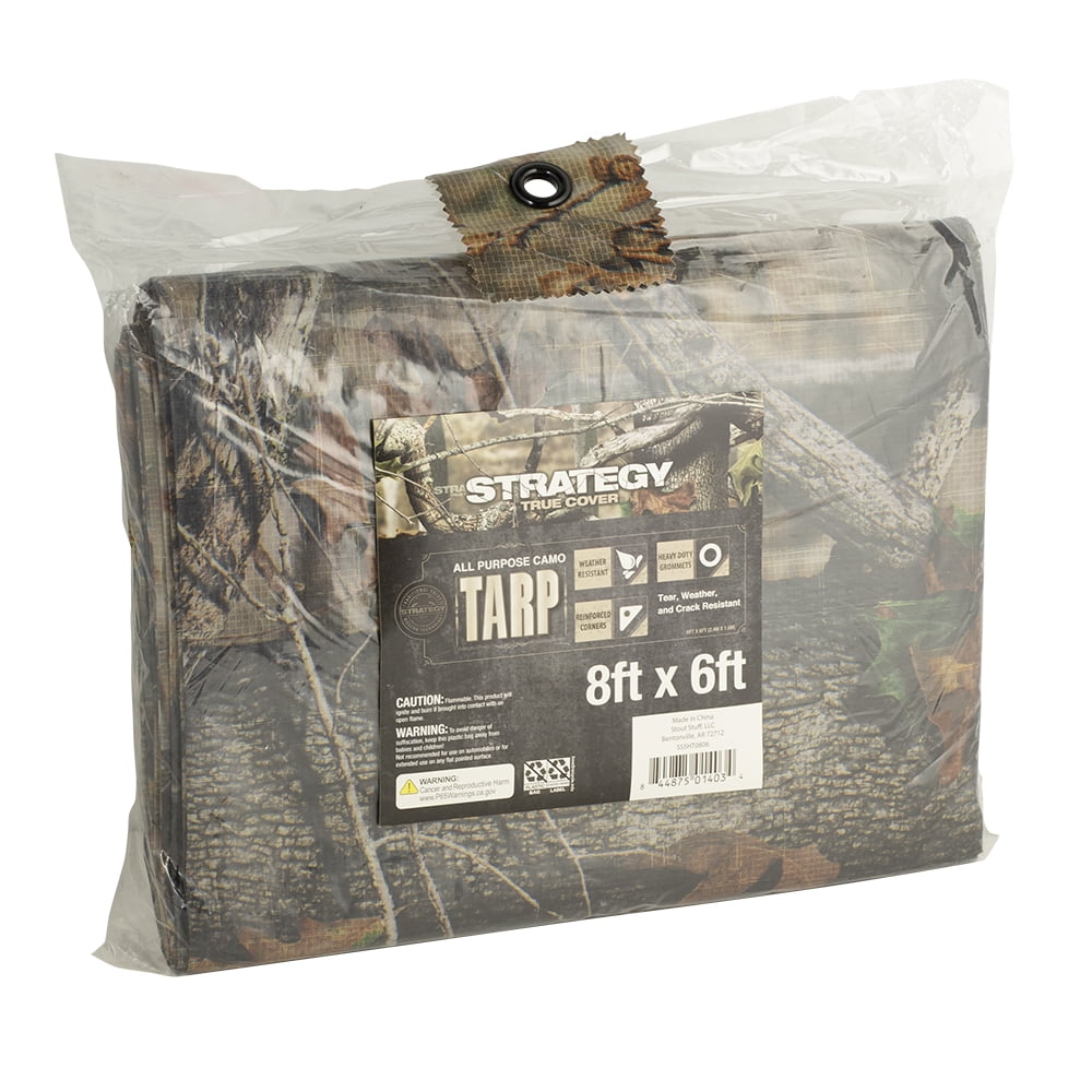 (2 pack) Strategy True Cover Weather Resistant All Purpose Polyethylene Camo Tarp 8’ x 6’