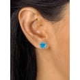 thumbnail image 3 of PalmBeach Jewelry Cushion-Cut Blue Cubic Zirconia Stud Earrings 2.70 TCW Sterling Silver, 3 of 4