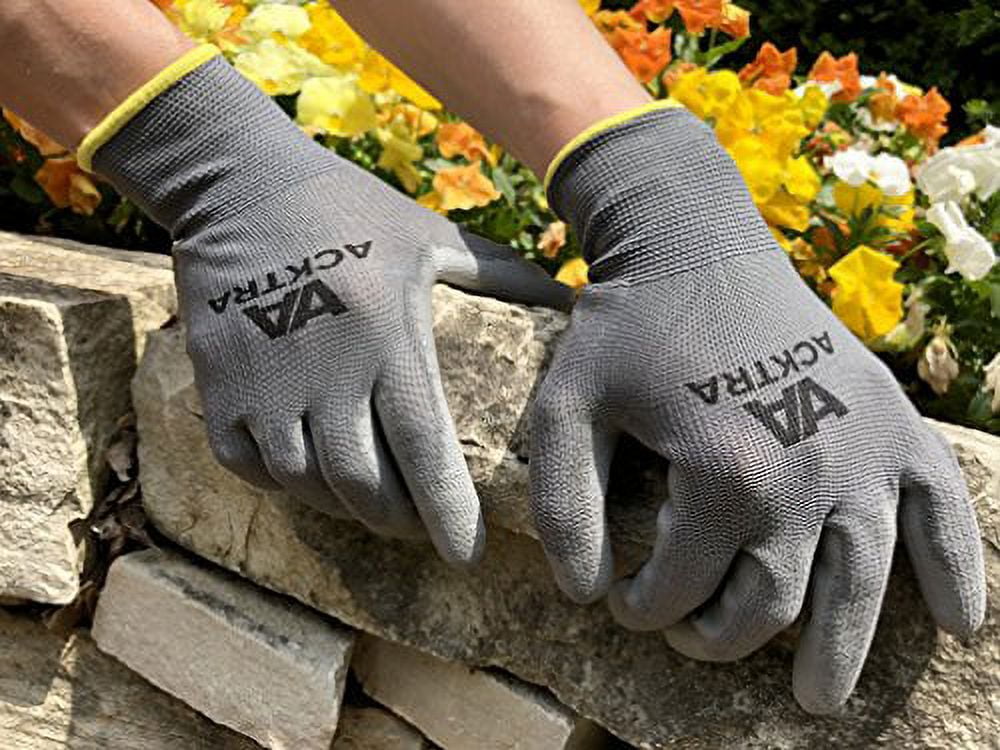ACKTRA Ultra-Thin Polyurethane (PU) Coated Nylon Safety WORK GLOVES 12  Pairs, Knit Wrist Cuff, for Precision Work, for Men & Women, WG002 Black
