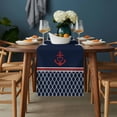 thumbnail image 2 of Navy Blue Morocco Table Runner - 70 Inch Long, Kitchen Dining Table Runner Dresser Scarves, Red Ocean Nautical Anchor Stripe Farmhouse Decor for Coffee Tables Wedding Party Banquet, 2 of 8