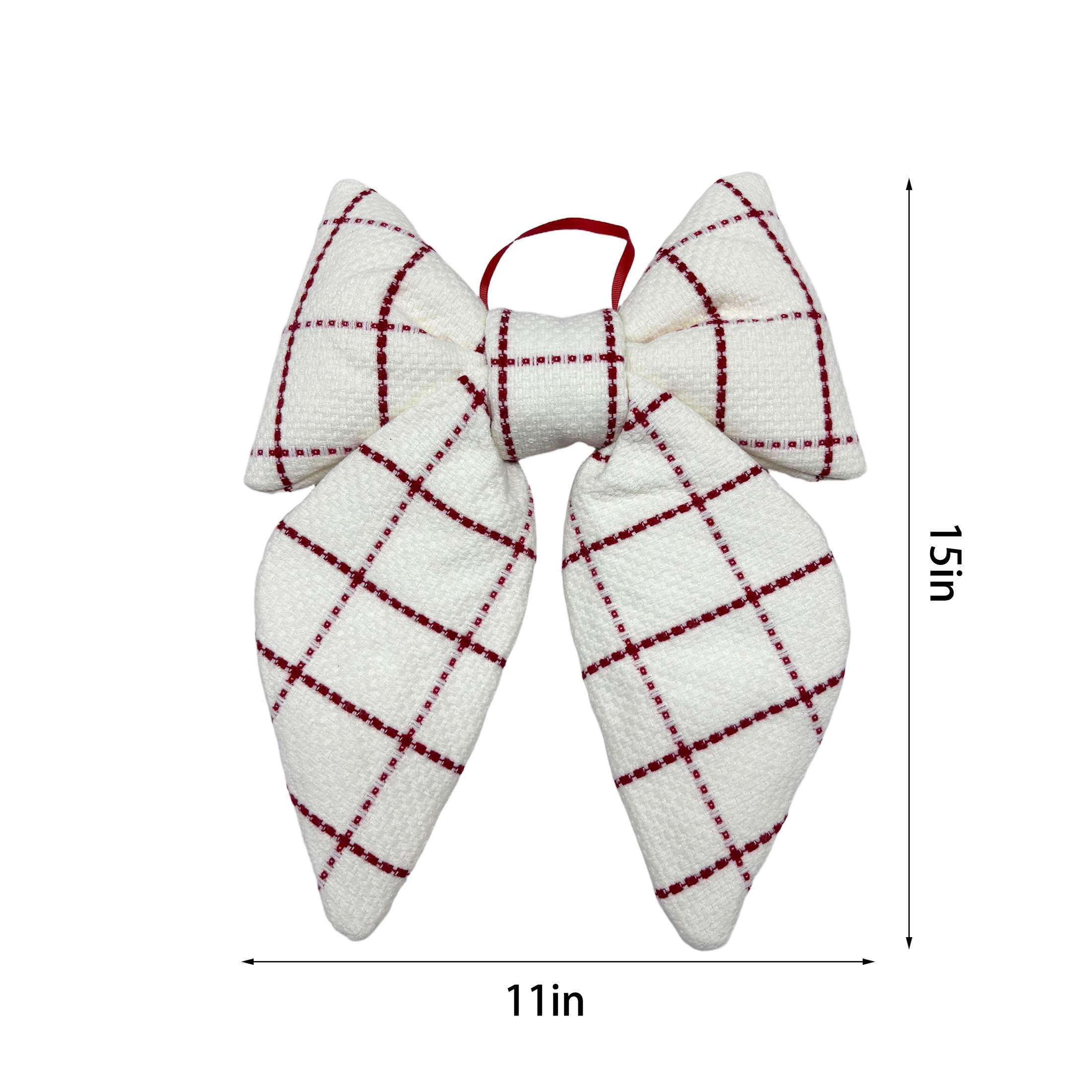 Red and White Plaid Decorative Christmas Bow, 15.5", by Holiday Time