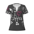 thumbnail image 3 of Zufioo I Love Coffee for Women's Deep V-neck Short-sleeved T-shirt, Top with Short Sleeves - with Stainless Steel Buckle, Moisture Wicking, Ideal Home Wear-XX-Large, 3 of 7
