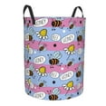 thumbnail image 2 of Fotbe Bees And Daisies Striped Laundry Basket with Handles, Waterproof Large Laundry Hamper, Wash Bag for Corner Dorm, Rolling Laundry Basket with Handles-Medium, 2 of 8
