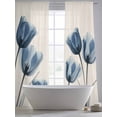thumbnail image 6 of Blue Spring Floral Semi Sheer Window Curtains 84 Inches Long, Tulip Summer Botanical Rod Pocket Voile Silky Chiffon Curtain Light Filtering Drapes for Living Room, Kitchen, Bedroom, 52"x84", 2 Panels, 6 of 9