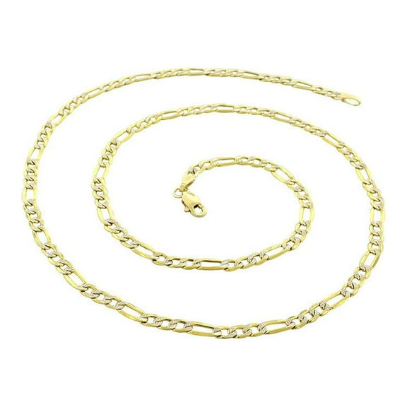 14K Yellow Gold 2.5mm Hollow Figaro Diamond Cut Chain, FREE Microfiber Cloth, Link Mens Womens Necklace, Giorgio Bergamo
