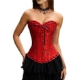thumbnail image 3 of Tops de Corsé para Mujer, Lencería Moldeadora con Bustier, Body Push Up con Cintura de Encaje Negro y Rojo 4XL, 3 of 10