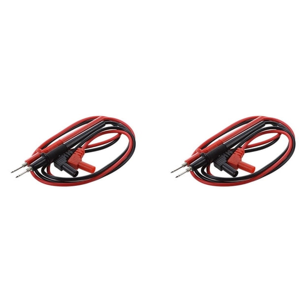 2X 1000V Plomo de Prueba de Sonda de Multimetro de Punta Desmontable Calvija de Platano Rojo Negro Par