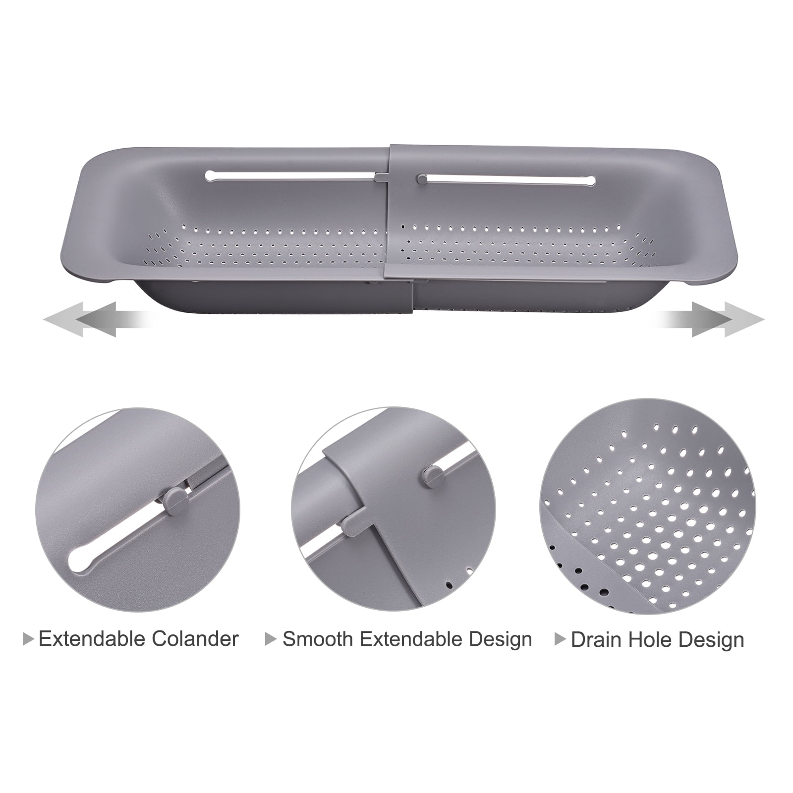 Unique Bargains Collapsible Food Colander Kitchen Plastic Basket for Food 2 Pcs Gray, Green