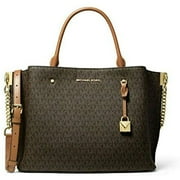 Michael Kors Arielle Ladies Large Two Tone Canvas Satchel Bag 30H9GI5S3B252