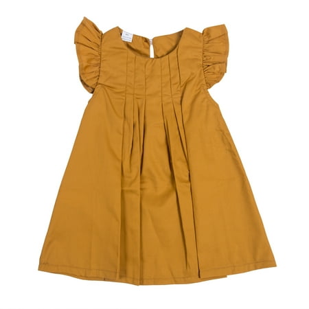 

Inevnen Baby Girls Solid Color Dress Sleeveless Loose Knee-Length Dress Summer Princess Dress