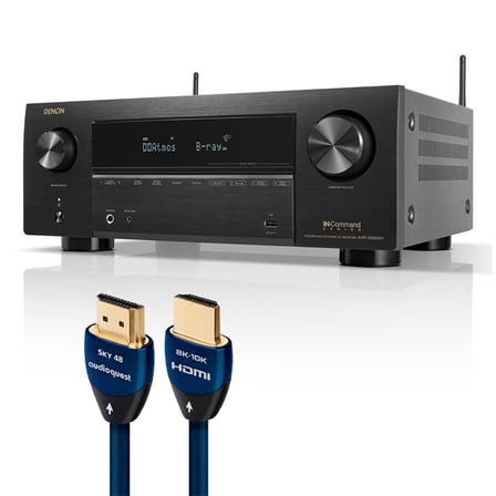 Denon AVR-X2800H 7.2 Channel 8K Receiver with AudioQuest SKY 3m HDMI Cable