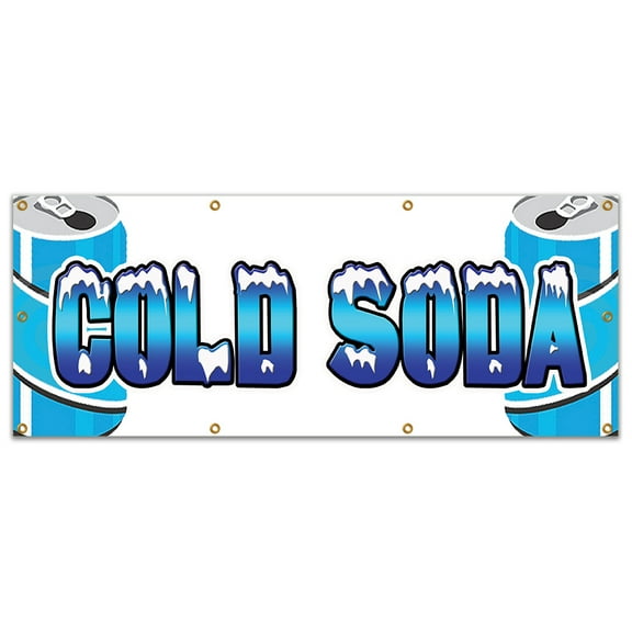 36"x96" COLD SODA BANNER SIGN ice drink cart stand signs pop cola iced diet