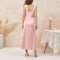 thumbnail image 6 of Women Elegant Lace Trim Maxi Dress Deep V-Neck Sleeveless Long Bodycon Dress Summer Front Tie-Up Backless Party Dresses, 6 of 7