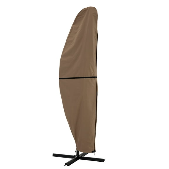 Pure Garden Offset Patio Umbrella Cover with Pole, Waterproof 600D Canvas, Fits 11.5ft Umbrellas, Tan
