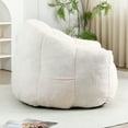thumbnail image 3 of PORKISS Oversized Bean Bag Chair for Adults, Plush Bean Bag Couch Comfy Sofa with Side Pockets & Soft Memory Foam, Cover Can be Removed, Lazy Sofa in Living Room, Bedroom Reading, White, 3 of 11