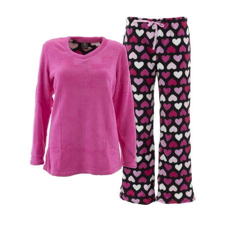 Donna L'oren - Donna L'oren Women's Hearts Pink Fleece Pajamas ...