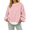 thumbnail image 3 of Color Block Sweatshirt For Women, Crewneck Puff Long Sleeve Tops, Fall Oversized Fashion Casual Pullover Shirts S-XXL, 3 of 7
