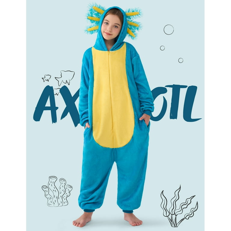アポリナ　apolinakids パジャマ　セットアップ1-2y ブルー Joyfy Halloween Axolotl Costume, Kids Axolotl Costume, Zip-Up