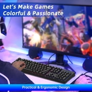 Keyboard and Mouse Combo, 104 Keys Wired gaming keyboard and mouse with Mouse Pad, Value RGB Backlit Keyboard Combo Set, Multimedia PC Gaming Keyboard, Office Keyboard for Gaming and Work, Black